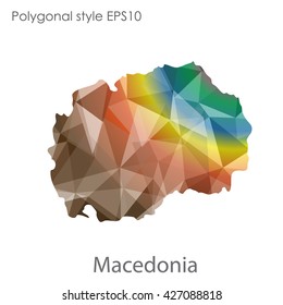 Macedonia map in geometric polygonal style. Abstract triangle, modern design background.