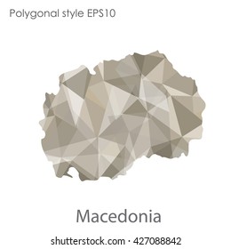 Macedonia map in geometric polygonal style. Abstract triangle, modern design background.