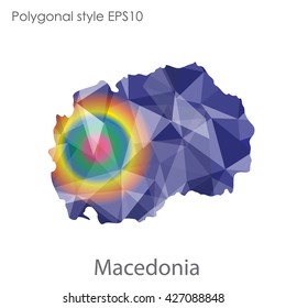 Macedonia map in geometric polygonal style. Abstract triangle, modern design background.