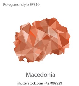 Macedonia map in geometric polygonal style. Abstract triangle, modern design background.