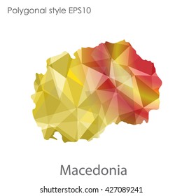Macedonia map in geometric polygonal style. Abstract triangle, modern design background.