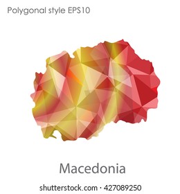 Macedonia map in geometric polygonal style. Abstract triangle, modern design background.