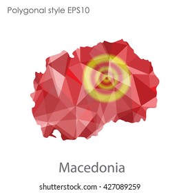 Macedonia map in geometric polygonal style. Abstract triangle, modern design background.