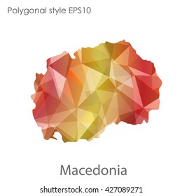 Macedonia map in geometric polygonal style. Abstract triangle, modern design background.