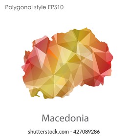 Macedonia map in geometric polygonal style. Abstract triangle, modern design background.