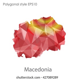 Macedonia map in geometric polygonal style. Abstract triangle, modern design background.