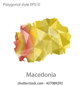 Macedonia map in geometric polygonal style. Abstract triangle, modern design background.