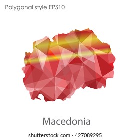Macedonia map in geometric polygonal style. Abstract triangle, modern design background.