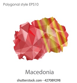 Macedonia map in geometric polygonal style. Abstract triangle, modern design background.