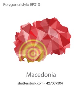 Macedonia map in geometric polygonal style. Abstract triangle, modern design background.