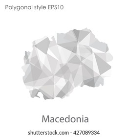 Macedonia map in geometric polygonal style. Abstract triangle, modern design background.
