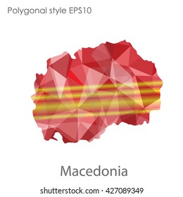 Macedonia map in geometric polygonal style. Abstract triangle, modern design background.