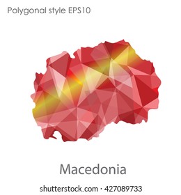 Macedonia map in geometric polygonal style. Abstract triangle, modern design background.