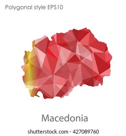 Macedonia map in geometric polygonal style. Abstract triangle, modern design background.