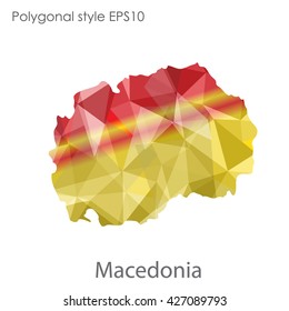 Macedonia map in geometric polygonal style. Abstract triangle, modern design background.