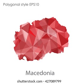 Macedonia map in geometric polygonal style. Abstract triangle, modern design background.