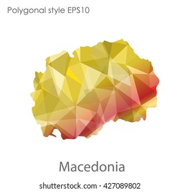Macedonia map in geometric polygonal style. Abstract triangle, modern design background.