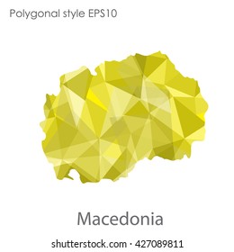 Macedonia map in geometric polygonal style. Abstract triangle, modern design background.
