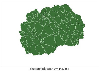 Macedonia Map Green Color on White Backgound