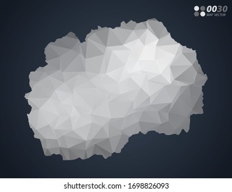 Macedonia map grey polygon red triangle mosaic with dark background. style gradient vector.
