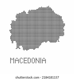 Mapa macedonio con textura granulada al estilo de punto. Ilustración vector abstracta de un mapa de país con efecto de medio tono para infografía. 