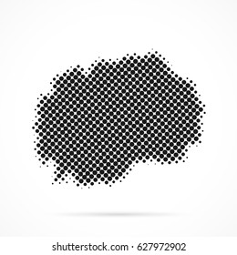 Macedonia map in halftone. Dotted illustration isolated on a white background. Vector illustration.
