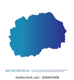 Macedonia map , infographic style , blue gradient color , on white background with Map World. Wire frame 3D mesh ,