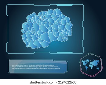Macedonia Mapa de tecnología de infografía fondo de la colección de elementos color azul