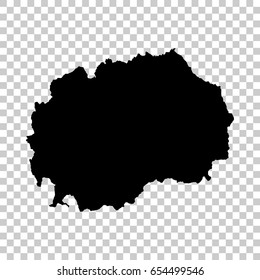 Macedonia map isolated on transparent background. Black map for your design. Vector illustration, easy to edit.