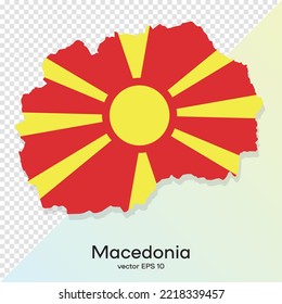 Macedonia map isolated transperent bg colored flag