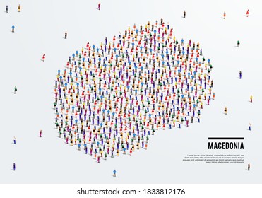 Macedonia Map. Large group of people form to create a shape of Macedonia Map. vector illustration.