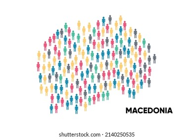 Macedonia Map made by a group of people, Population. Globalization. People from different countries