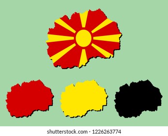 Macedonia map with national flag decoration