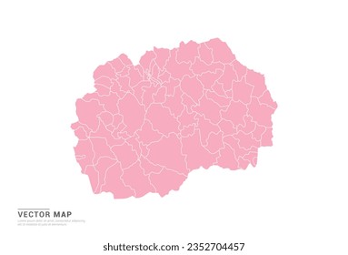 Mazedonien Karte - rosafarbener abstrakter Stil einzeln auf weißem Hintergrund für Infografik, Design-Vektorgrafik.