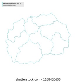 macedonia map with regions vector line illustration on white background