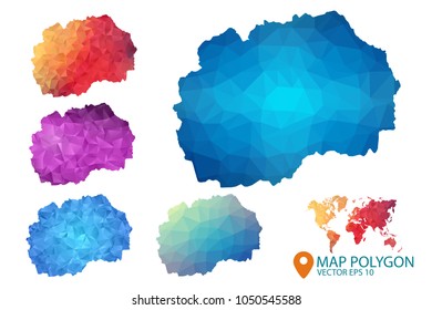 Macedonia Map - Set of geometric rumpled triangular low poly style gradient graphic background , Map world polygonal design for your . Vector illustration eps 10.
