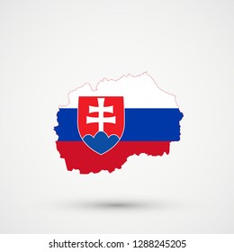 Macedonia map in Slovakia flag colors, editable vector.