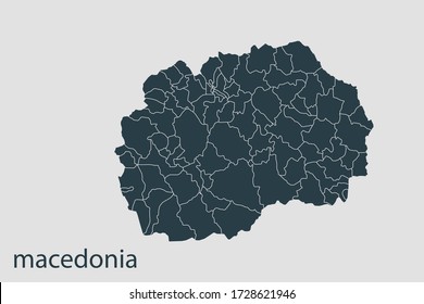 vector de mapa macedonia, ilustración de vector de diseño abstracto Eps 10. Color de la marina. Alto detalle sobre el fondo blanco.