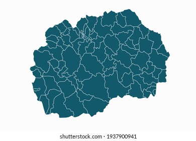 Macedonia map vector. blue color on white background.