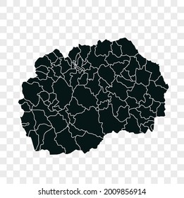 Mapa vectorial de Macedonia. color oscuro. aislado en un fondo transparente.
