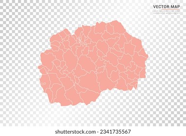 Macedonia map vector orange color on transparent background.