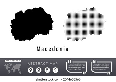 Macedonia map vector set halftone dots black.