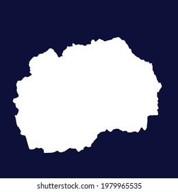 Mapa vectorial de Macedonia. color blanco sobre fondo azul.