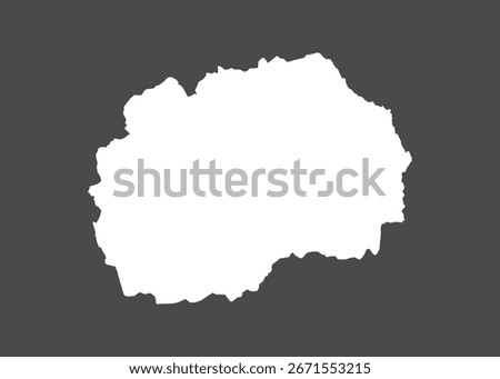 Macedonia map vector, white color, No isolated on dark background