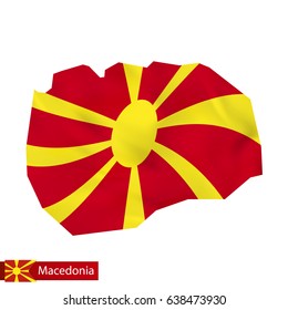 Macedonia map with waving flag of Macedonia. Vector illustration.
