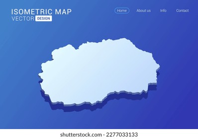 Mazedonien Karte weiß auf blauem Hintergrund mit isolierter 3D isometrischer Konzept, Vektorgrafik.