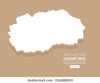 Macedonia map white on brown background with isometric vector.