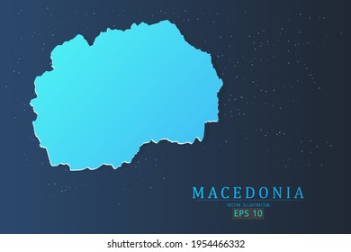 Macedonia Map - World Map International vector template with 3d, gradient blue color and stars isolated on galaxy background - Vector illustration eps 10