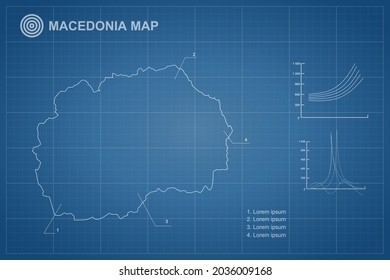 Mapa de Macedonia - Mapa Mundial Plantilla vectorial internacional con estilo de contorno y color blanco aislado en el fondo del plano - Ilustración vectorial eps 10