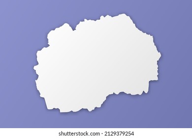 Mazedonien Karte - Weltkarte Internationale Vektorvorlage mit Papierstil einschließlich Schatten und Weiß auf violettem Hintergrund für Design, Infografik, Banner - Vektorgrafik eps10